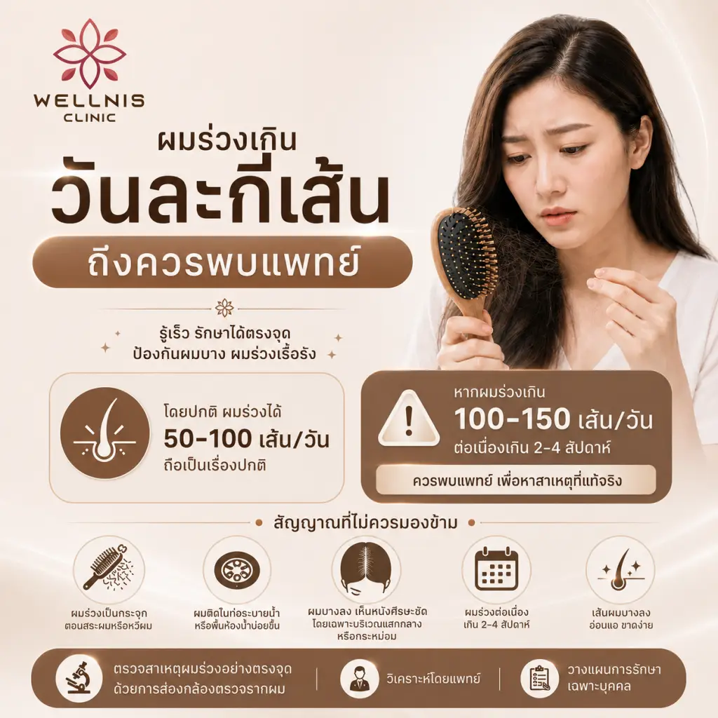 ผมร่วงวันละกี่เส้นถึงควรรีบพบแพทย์