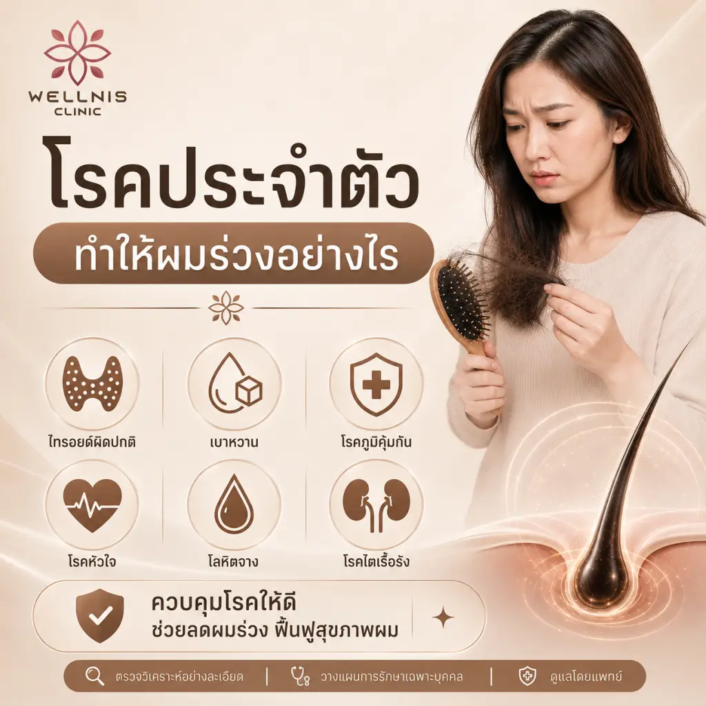 โรคประจำตัวแต่ละชนิดทำให้ผมร่วงผมบางอย่างไรบ้าง