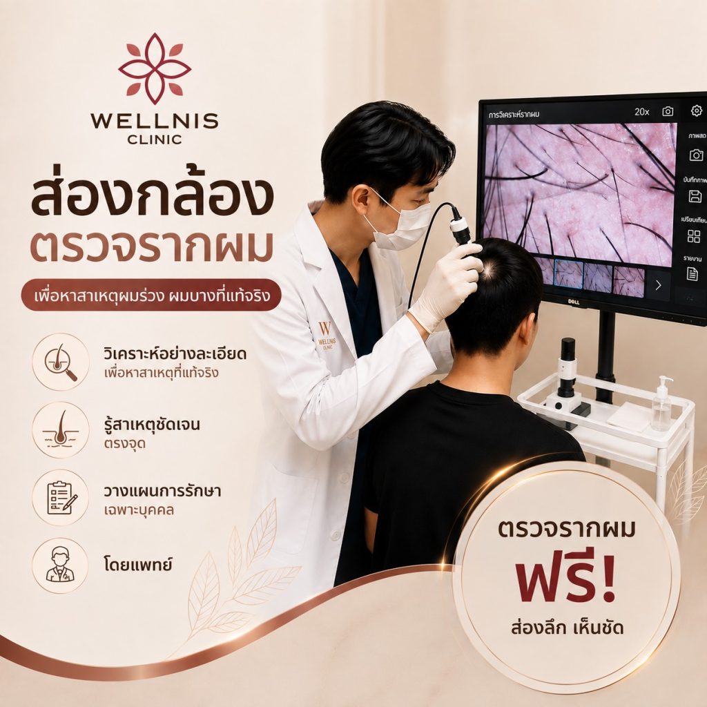 ส่องกล้องตรวจรากผม หาต้นตอผมร่วงที่แท้จริง ก่อนวางแผนรักษาเฉพาะบุคคล